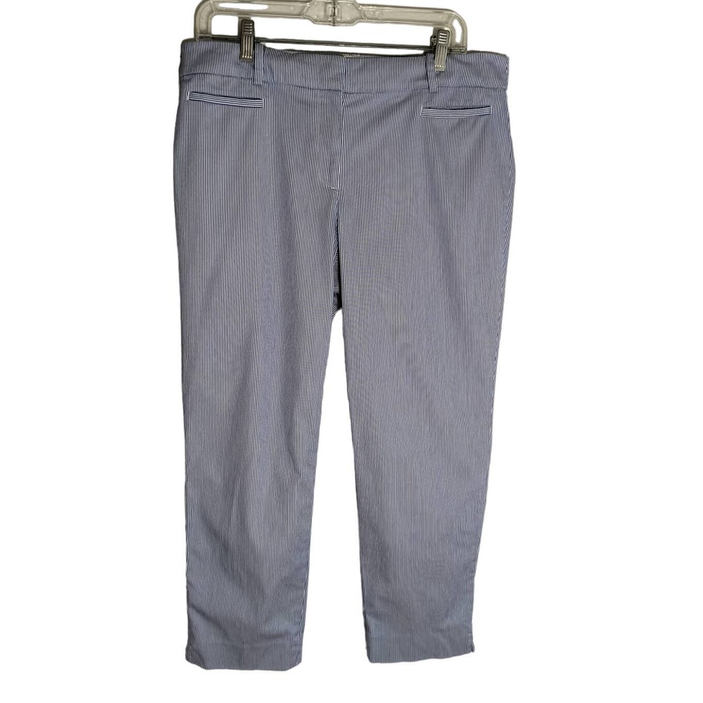 Talbots The Perfect Crop Dress Pants Women's size 10 Pin Striped Blue White